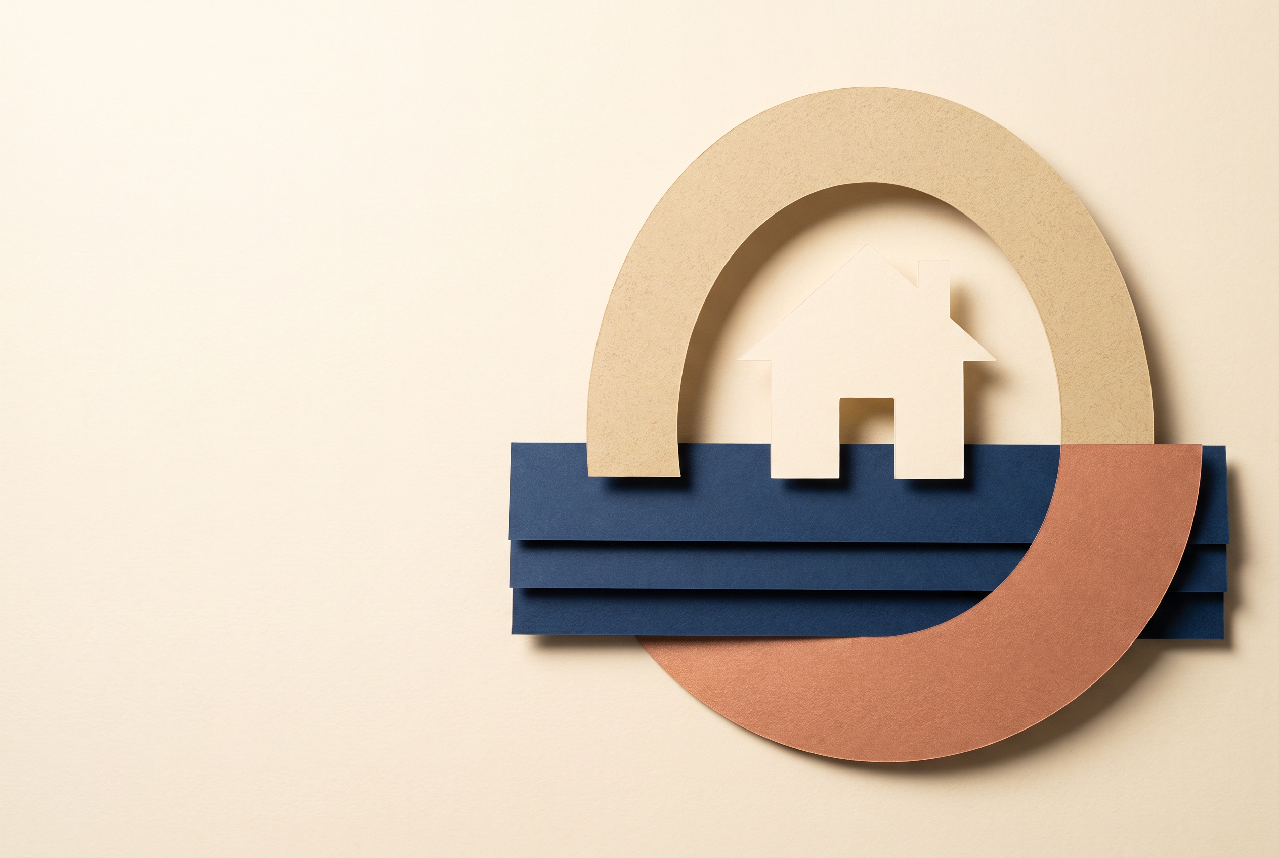 Abstrakte Illustration eines Hauses mit Formen für Wärme und Energie
